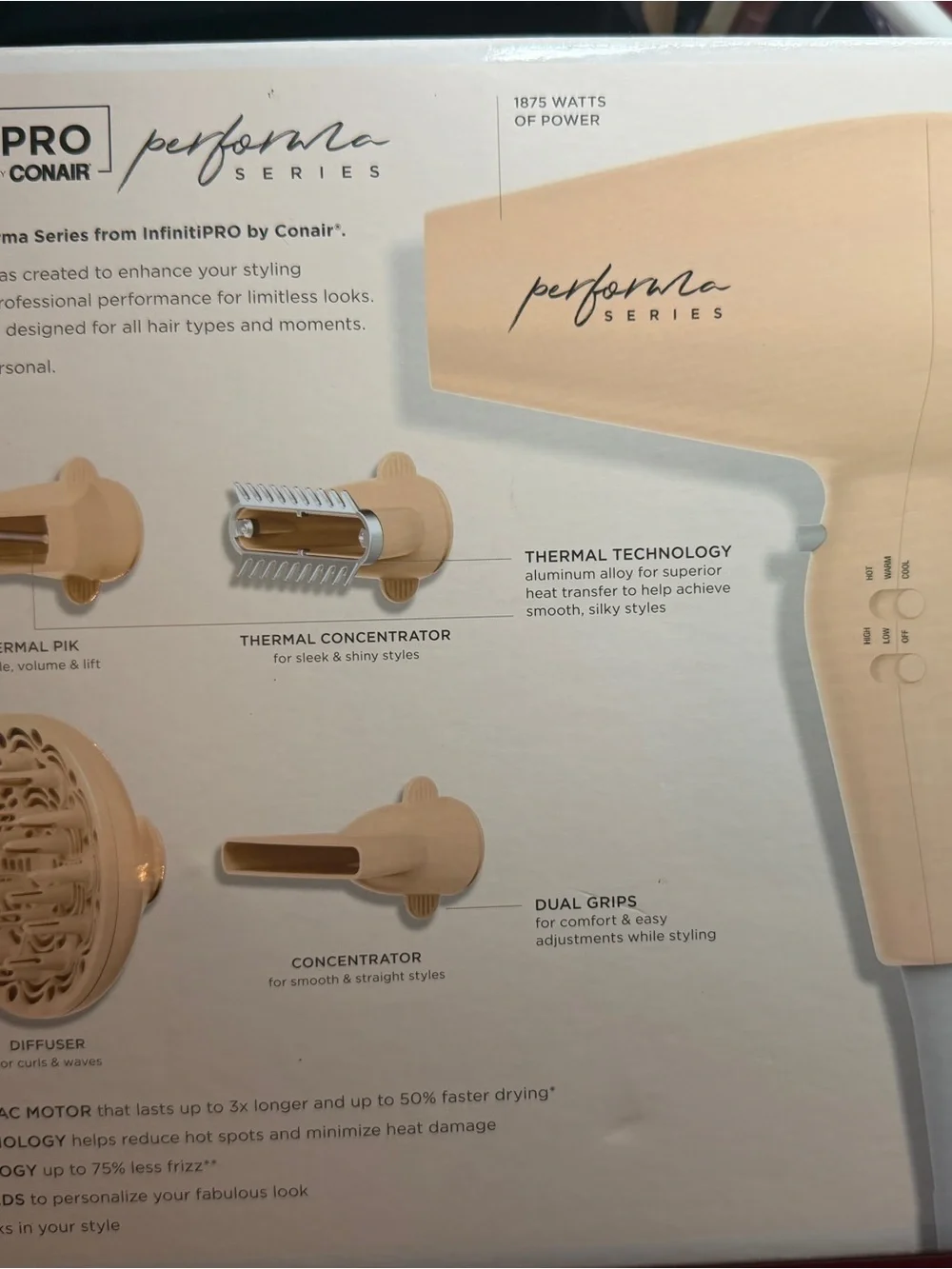InfinitiPRO by Conair Beige Ionic Ceramic Hair Dryer - Professional Finish